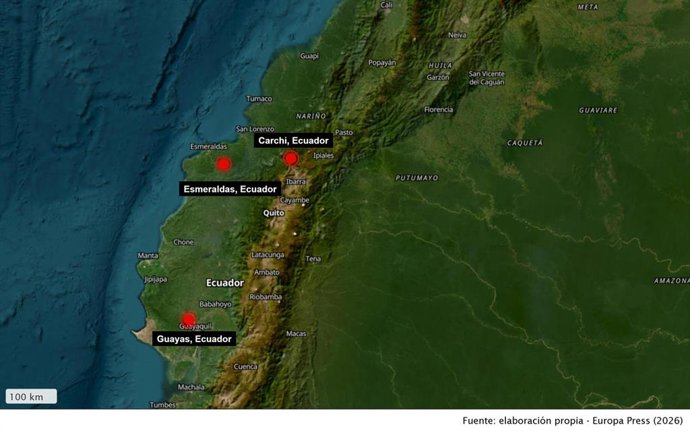 Afectaciones dadas a conocer por el Gobierno de Ecuador, atribuidas al terremoto de magnitud 7,4 que sacudió horas antes a Colombia