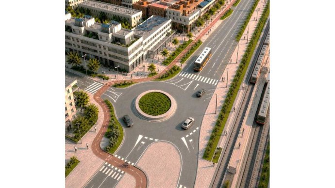 Imatge virtual de la pacificació de l'N-II a Mataró (Barcelona)