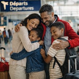 Familia en aeropuerto