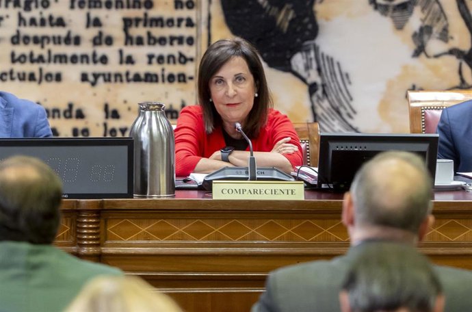 Archivo - La ministra de Defensa, Margarita Robles, durante la comparecencia ante la Comisión de Defensa, en el Senado, a 26 de agosto de 2025, en Madrid (España). 
