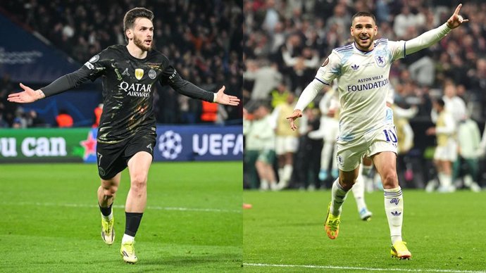 Khvicha Kvaratskhelia (PSG) y Emiliano Buendía (Aston Villa).
