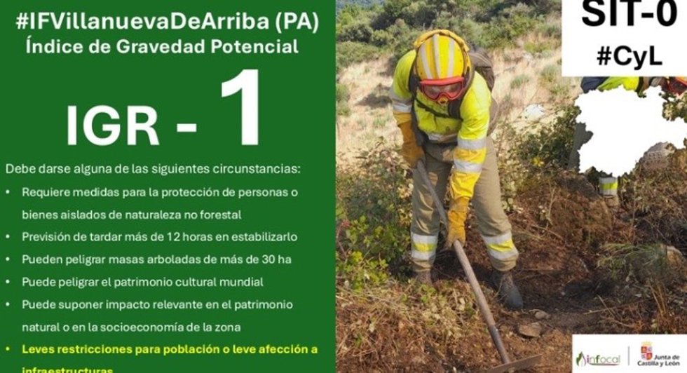 Declarado un incendio forestal de gravedad 1 en Villanueva de Arriba (Palencia)