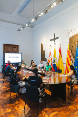 Reunió d'Albert Batlle i Ricard Sánchez amb diferents associacions colombianes per abordar les vies de cooperació que Barcelona destinarà a Cali (Colòmbia) després del terratrèmol del passat dilluns 10 d'agost.