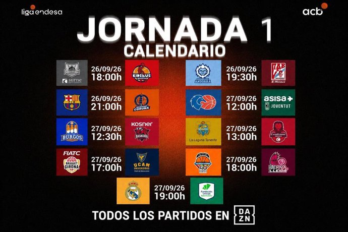 Calendário da 1ª Rodada da Fase Regular da Liga Endesa 2026/27