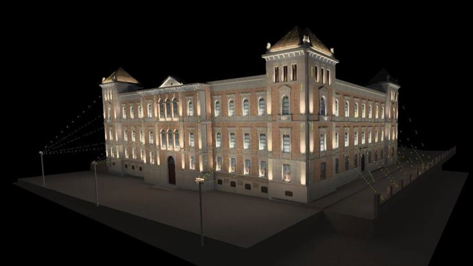 Fachada iluminada de la Diputación.