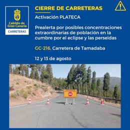 Eclipse.- Cerrada la GC-216, que da acceso a Tamadaba (Gran Canaria), ante la observación del eclipse de este miércoles
