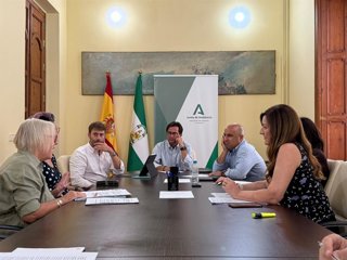Reunión de representantes de la Junta de Andalucía y la Diputación de Almería con la plataforma ciudadana 'Bedar Fire Working Group'.