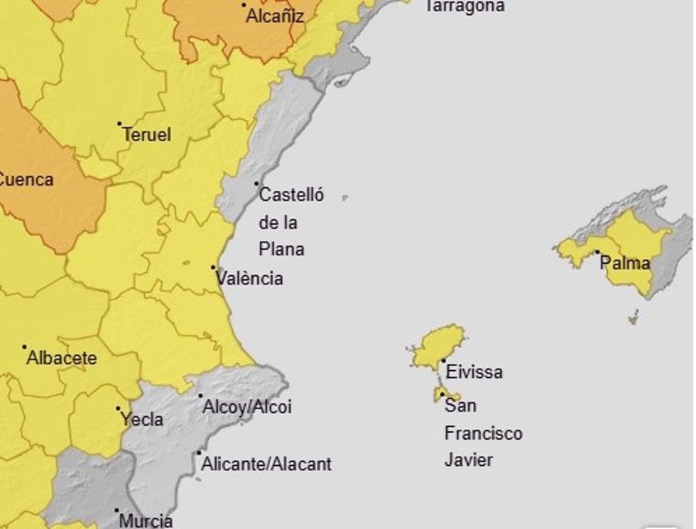 Avisos activos este jueves, 13 de agosto, en la Comunitat Valenciana