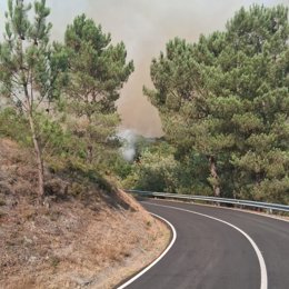 Incendio forestal en la parroquia de Ínsua, en Taboada (Lugo).