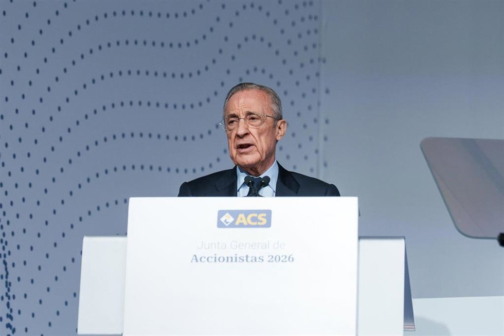 Archivo - El presidente de ACS, Florentino Pérez, durante la junta de accionistas de ACS, en Ifema Madrid, a 8 de mayo de 2026, en Madrid