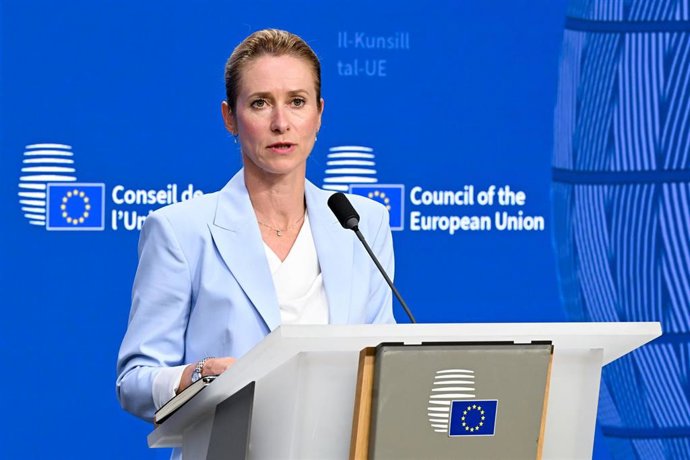 Archivo - La Alta Representante de la Unión Europea para la Política Exterior, Kaja Kallas, durante una rueda de prensa desde Bruselas.