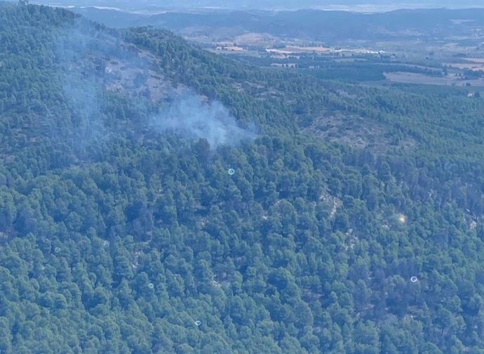 Movilizan brigadas forestales y medios aéreos por un incendio en la Loma Portugales de Cehegín