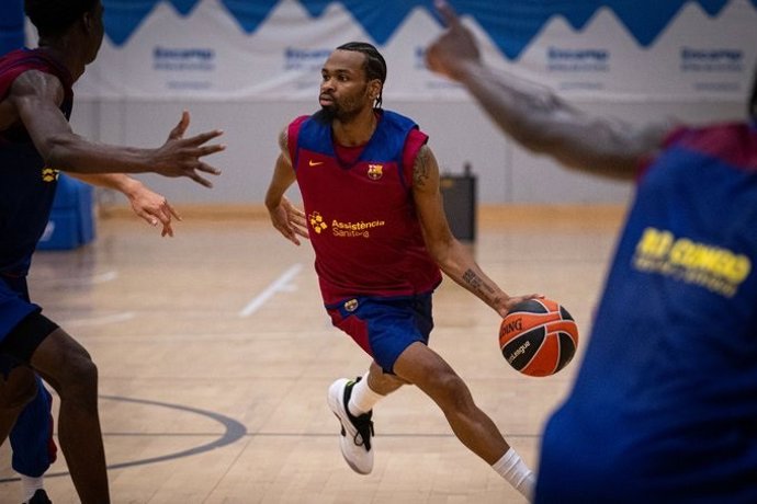 El jugador Kevin Punter en un entrenamiento del Barça de baloncesto