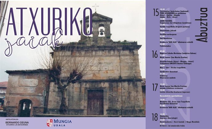 Cartel de las fiestas del barrio de Atxuri en Mungia.