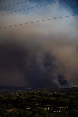 Imagen de un pirocumulonimbus en una zona afectada por el incendio de Niebla (Huelva). 