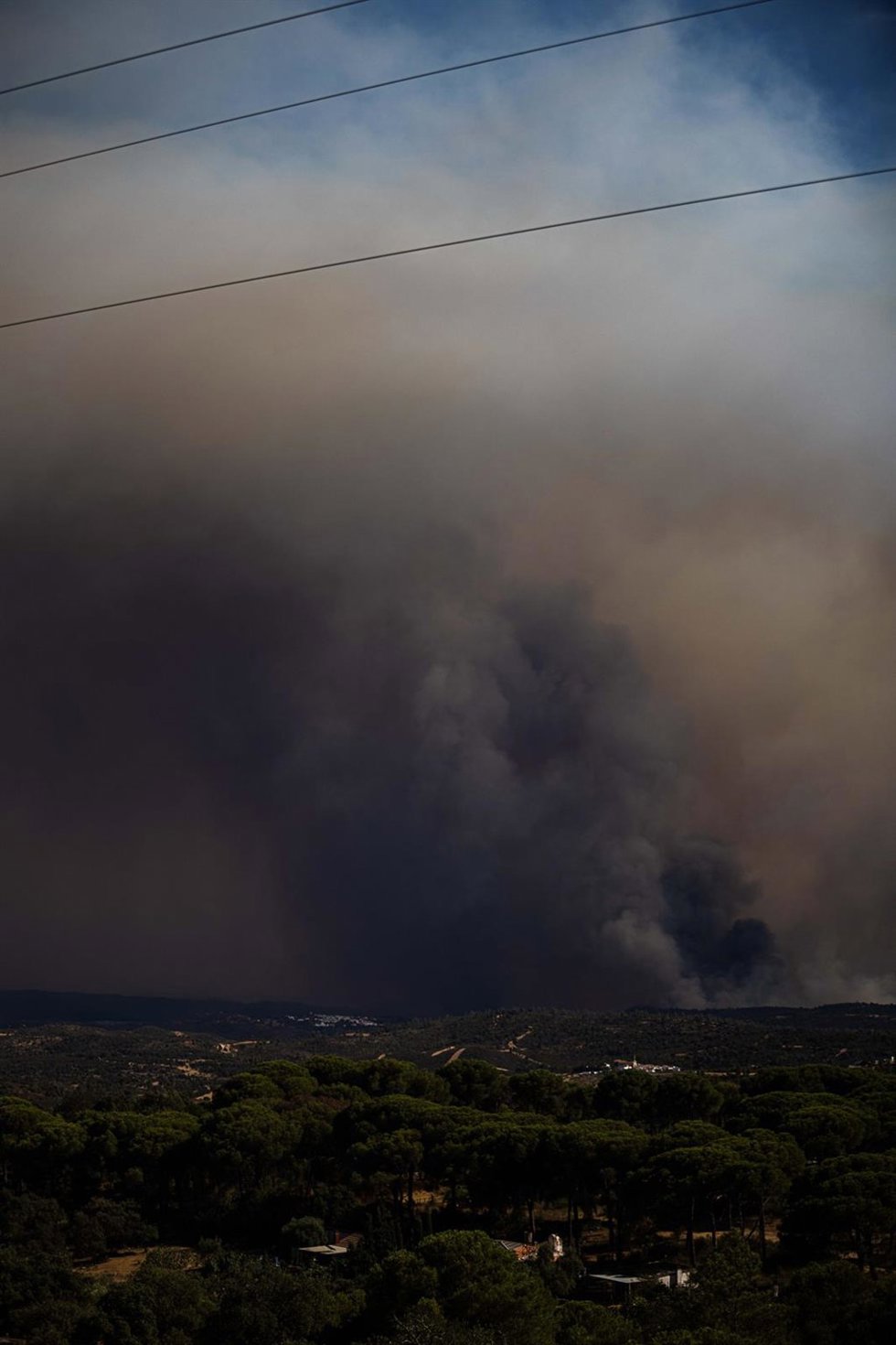 Imagen de un pirocumulonimbus en una zona afectada por el incendio de Niebla (Huelva). 