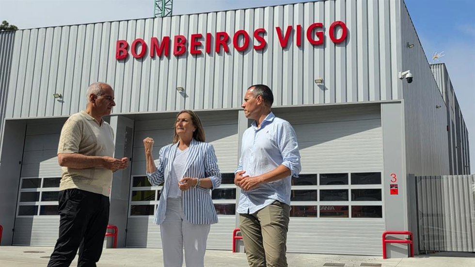 Sánchez en una visita al parque de bomberos.