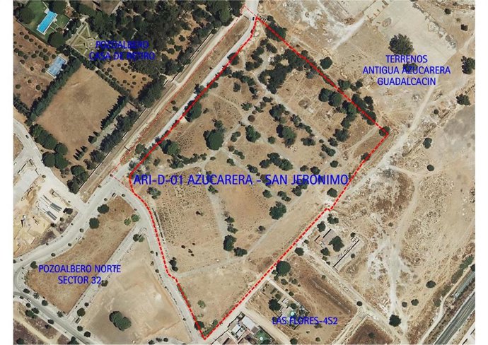 Terrenos ARI D-01 Azucarera San Jerónimo en Jerez de la Frontera (Cádiz) donde se prevé la construcción de más de 300 viviendas.