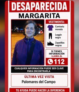 Margarita, mujer desaparecida desde el martes en la localidad conquense de Palomares del Campo.