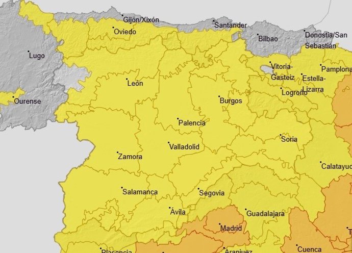 CyL afronta un viernes con avisos amarillos por calor, lluvias y tormentas en varias provincias y máximas de hasta 39ºC