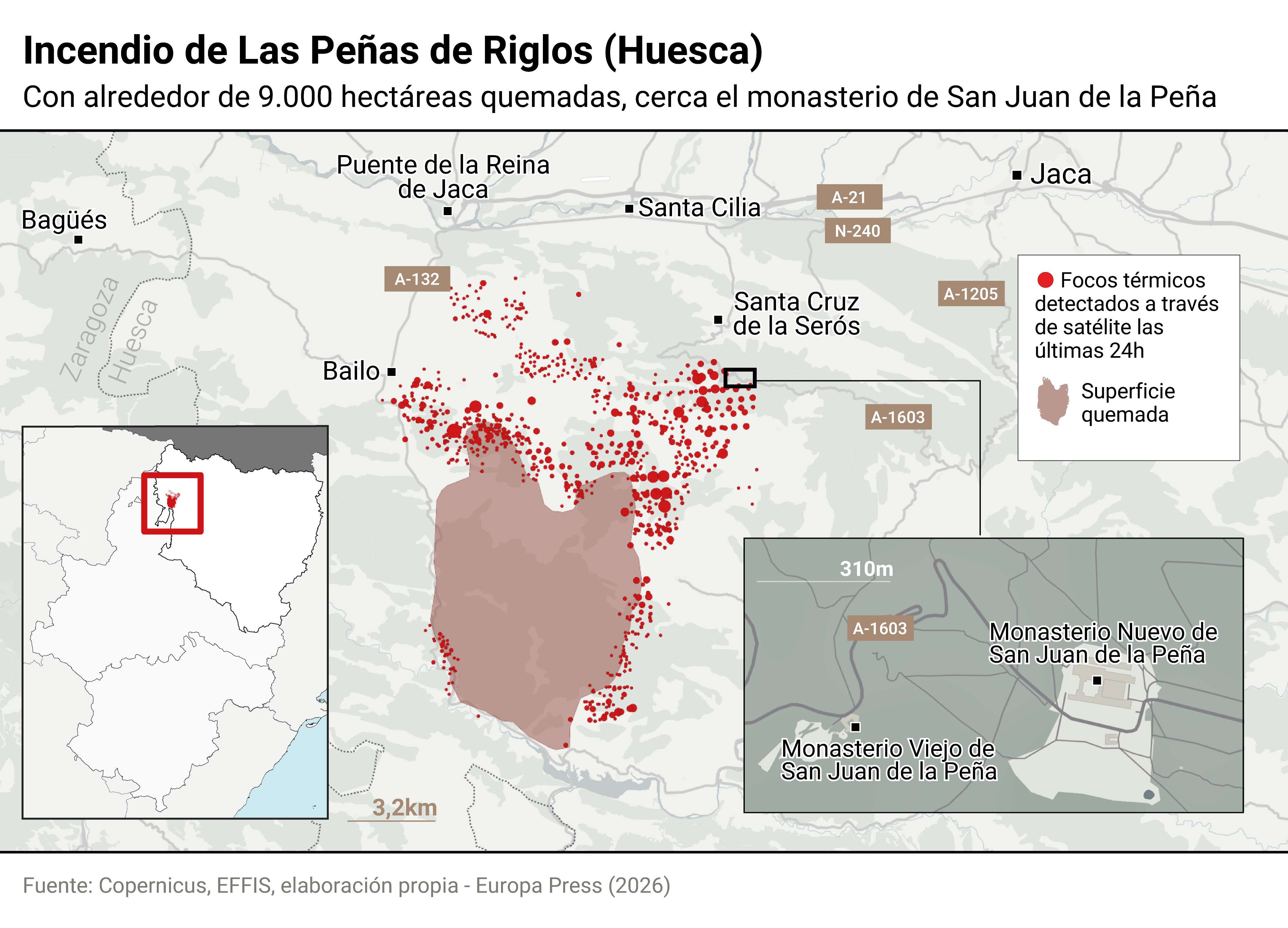 Incendio en de Las Peñas de Riglos