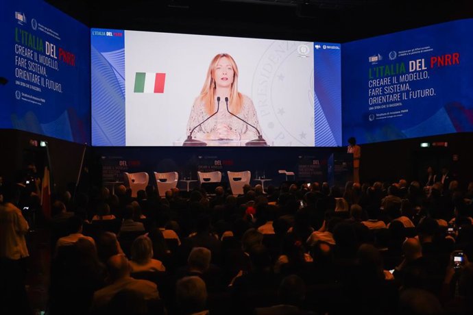 Giorgia Meloni, durante un evento en Milán 