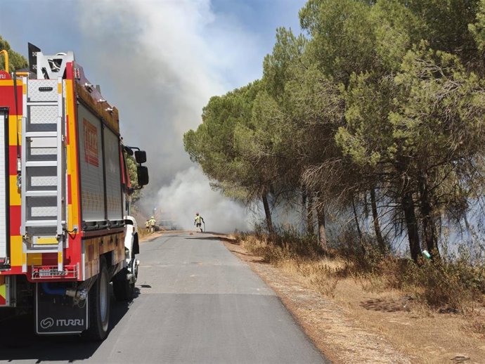Incendio declarado este jueves en Villablanca.
