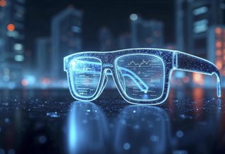 Representación de gafas inteligentes generada con IA.