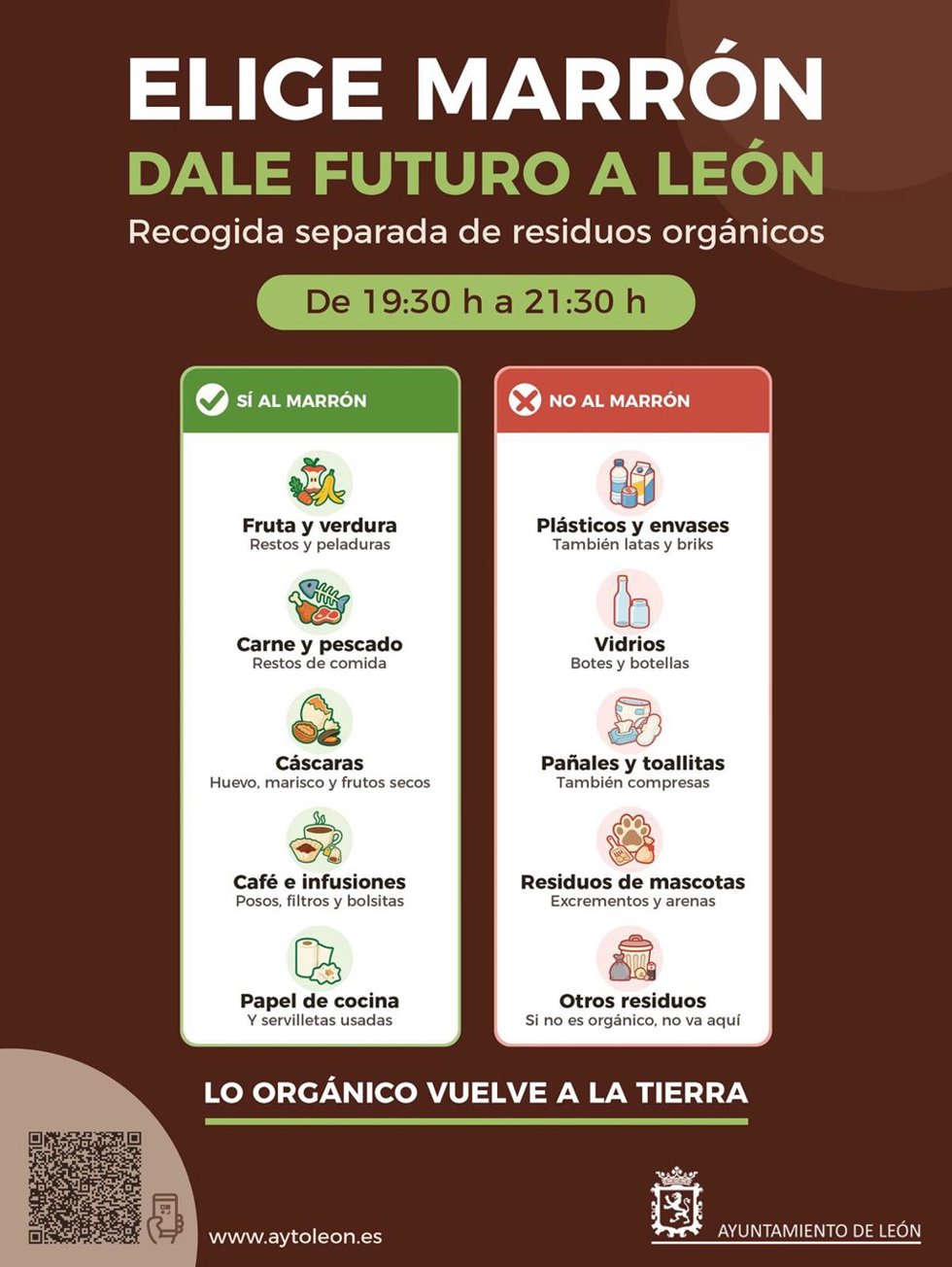 Cartel de la campaña sobre los contenedores marrones, para residuos orgánicos.