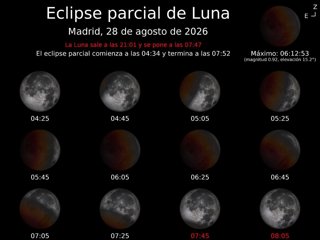 Un eclipse parcial lunar será visible en toda España el día 28 de agosto y se podrá observar a simple vista.
