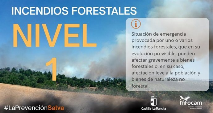 Cuatro medios aéreos trabajan en el incendio iniciado en El Recuenco (Guadalajara), que sube a Nivel 1.