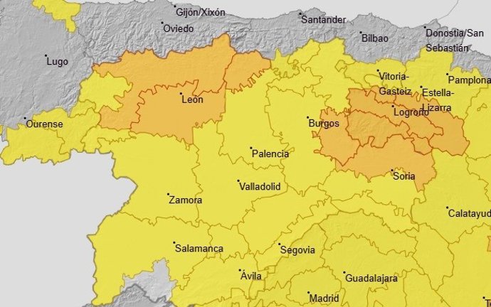 Las lluvias y tormentas pondrán en aviso naranja este sábado a Burgos, León, Palencia y Soria