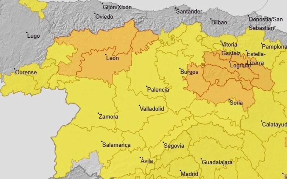 Las lluvias y tormentas pondrán en aviso naranja este sábado a Burgos, León, Palencia y Soria