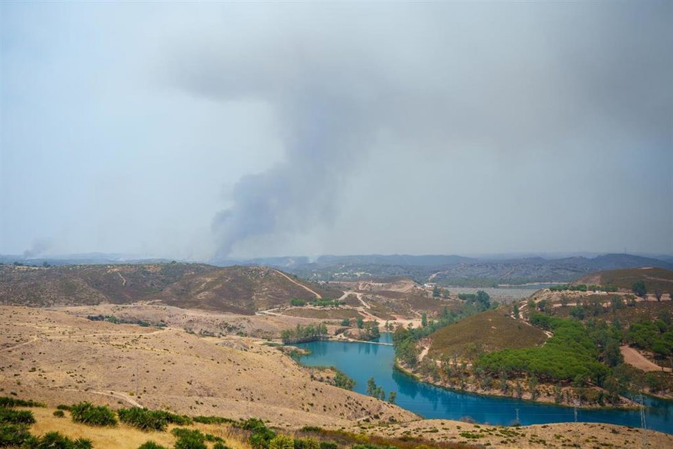 Imágenes del avance del incendio de Niebla en el término municipal de Aznalcollar.