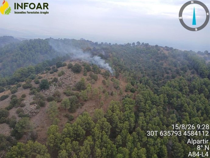 Incendio forestal en la Sierra de Algairén.