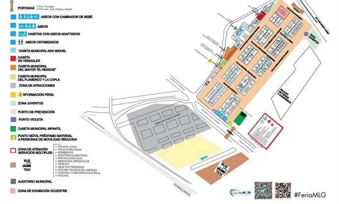 Plano del Real Cortijo de Torres de la Feria de Málaga 2026.