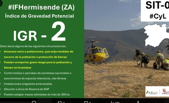Declaración nivel 2 en La Tejera, Zamora, dentro del término de Hermisende.