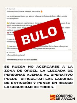 El Gobierno de Aragón desmiente el bulo.