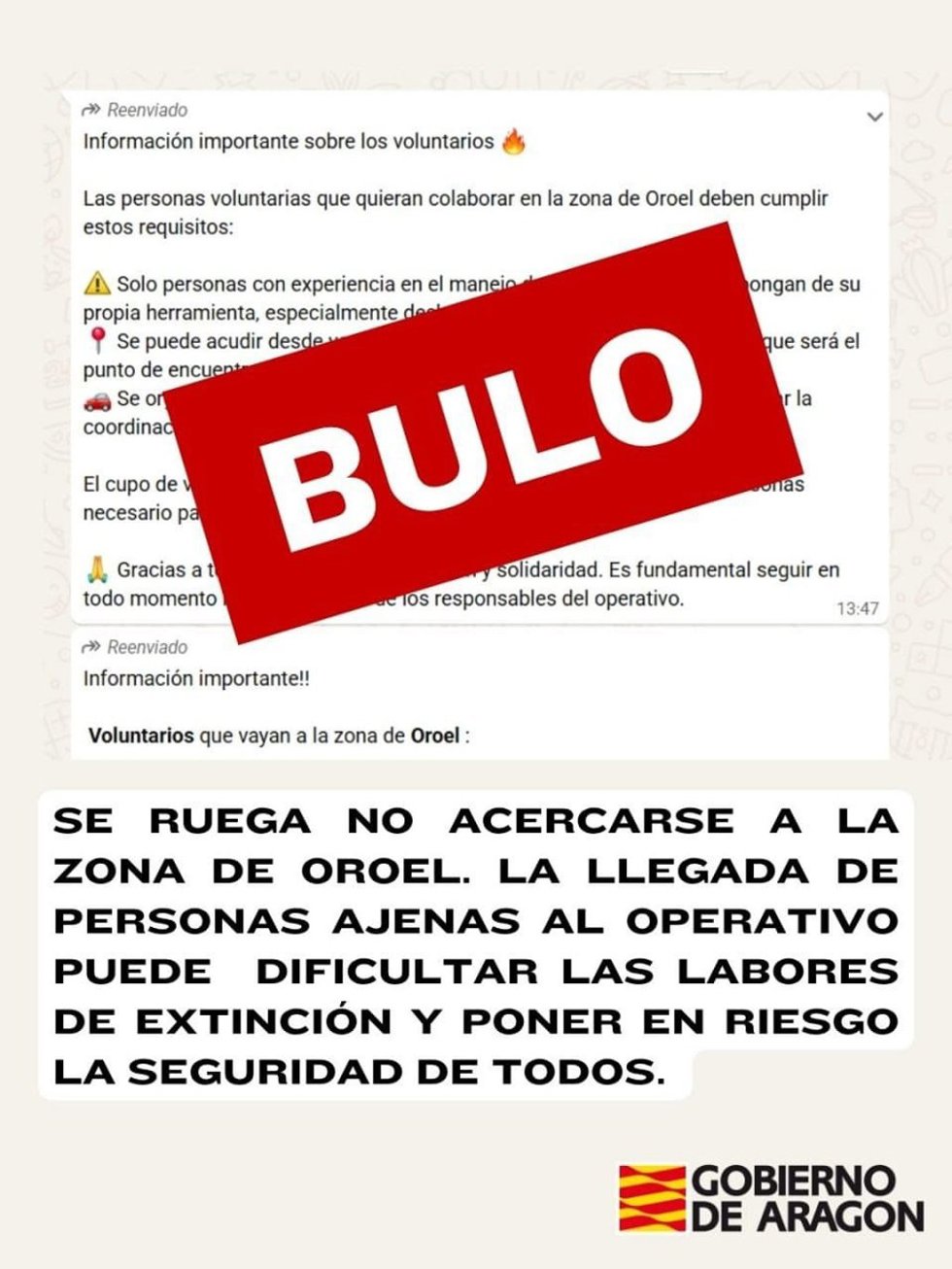 El Gobierno de Aragón desmiente el bulo.