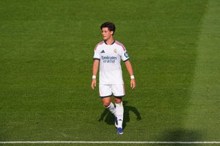 Arda Guler of Real Madrid CF looks on during the Real Madrid training session held in collaboration with CD Leganes at Alfredo Di Stefano stadium on July 28, 2026, in Valdebebas, Madrid, Spain.
