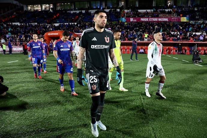 Futbol, Universidad de Chile vs Palestino Fecha 18, Liga de primera 2026. ElÊjugadorÊde Universidad de Chile Gabriel Castellon esÊfotografiadoÊdurante un partido de la liga de primera disputado en el estadio Nacional de Santiago,