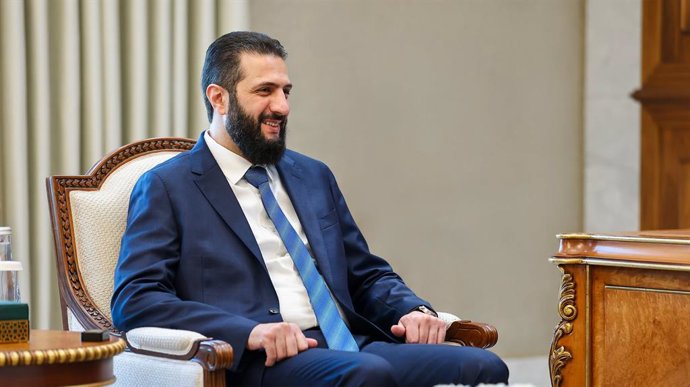10 de agosto de 2026, Síria, Síria, República Árabe da Síria: O presidente sírio Ahmad al-Sharaa recebe o Alto Comissário das Nações Unidas para Refugiados, Barham Salih, e a delegação que o acompanha, na presença do ministro das Relações Exteriores e dos