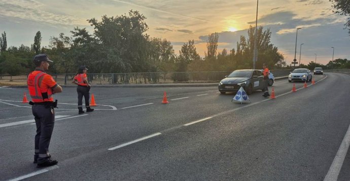 Servicio especial de la Policía Foral con motivo del primer encierro del Pilón en Falces.