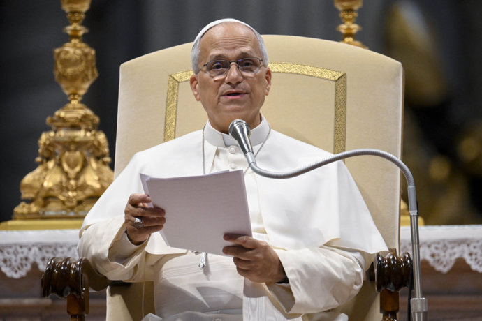 Pope Leo XIV speaks during the weekly general audience at St. Peter's Basilica