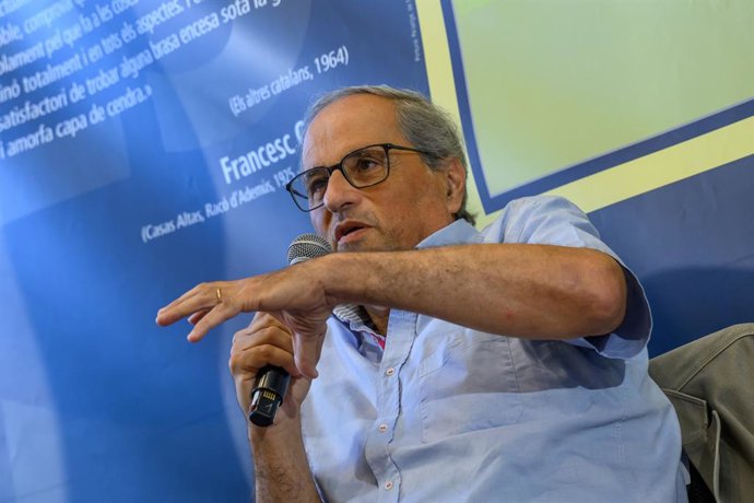 Archivo - L'expresident de la Generalitat Quim Torra en una taula rodona a la Universitat Catalana d'Estiu (UCE), en una imatge d'arxiu