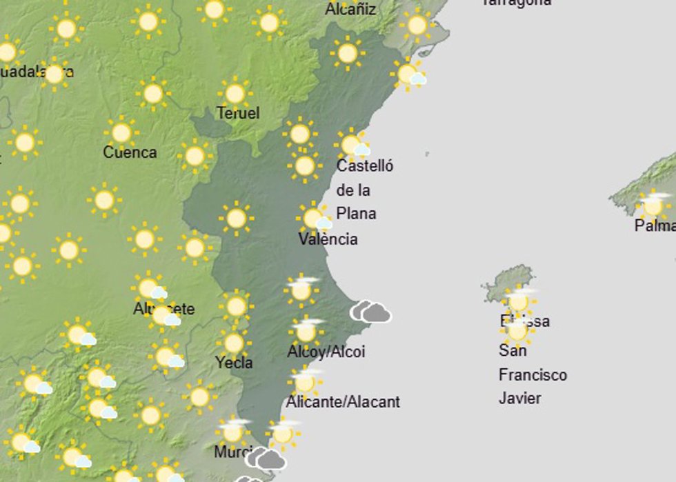 Predicción del tiempo para este lunes 17 de agosto de 2026 en la Comunitat Valenciana