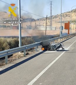 Moto accidentada en Almuradiel