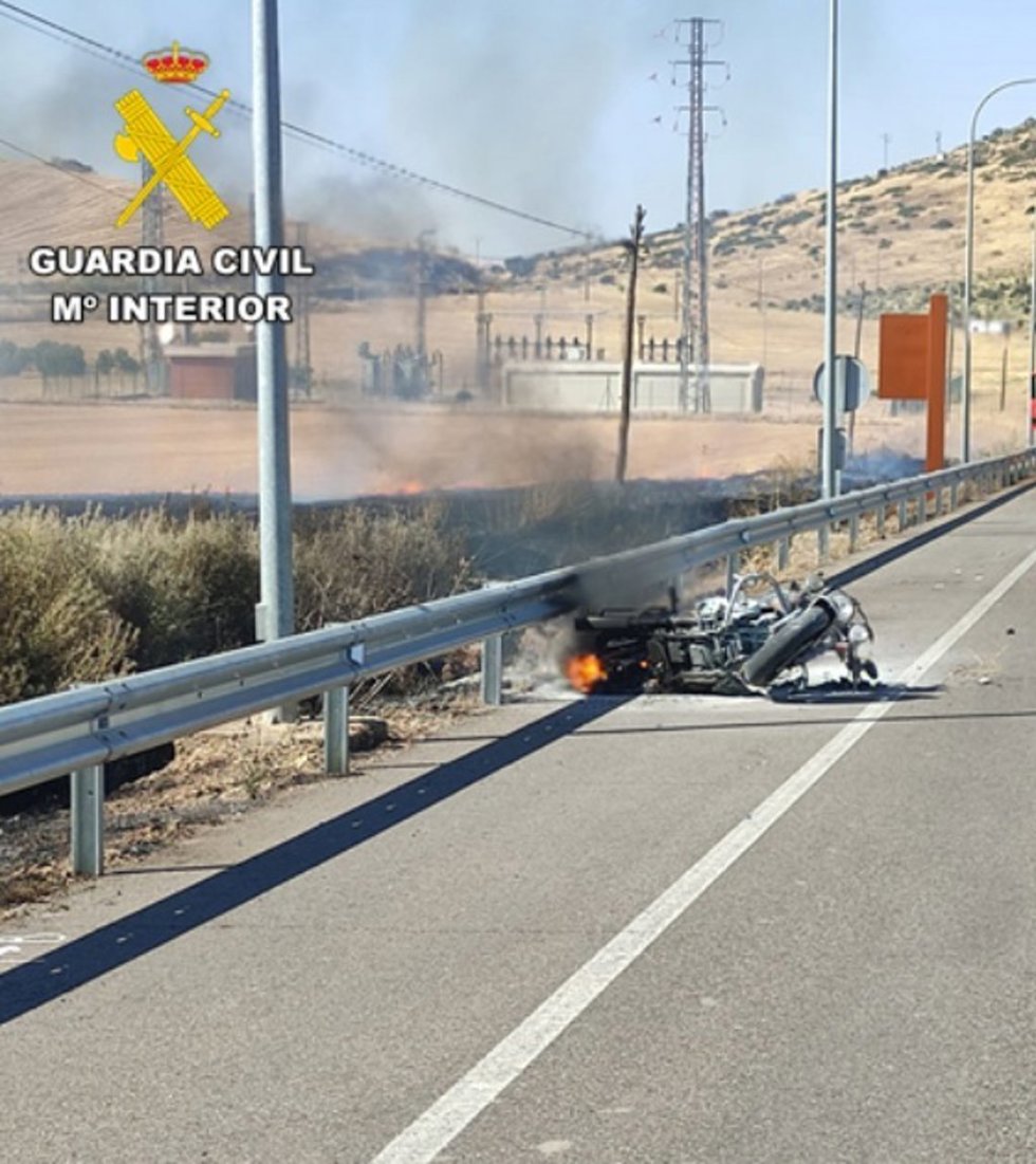 Moto accidentada en Almuradiel