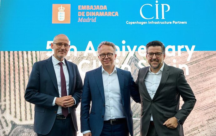 Archivo - Michael Braad, Embajador de Dinamarca en España, Christian Skakkebæk, Senior Partner y Co-Fundador de CIP y Javier Prados Mateos, Director de CIP en España.