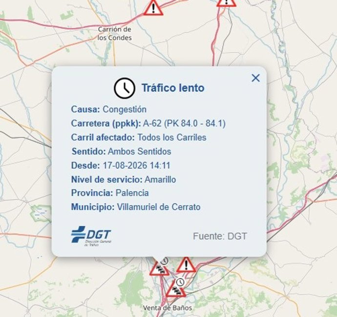 Información de la DGT sobre el accidente